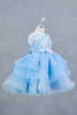 Girls Rhinestone Accent Floral Applique Special Occasion Dress 2-12